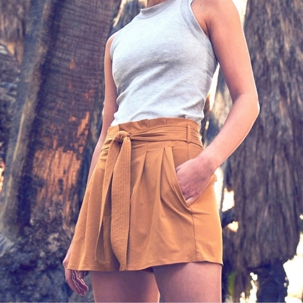 Women's Tan High-Waisted Shorts